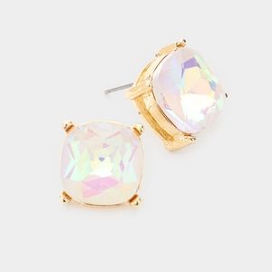 White Gold Square Stud Fashion Jewelry Earrings Fashion Statement Accessories